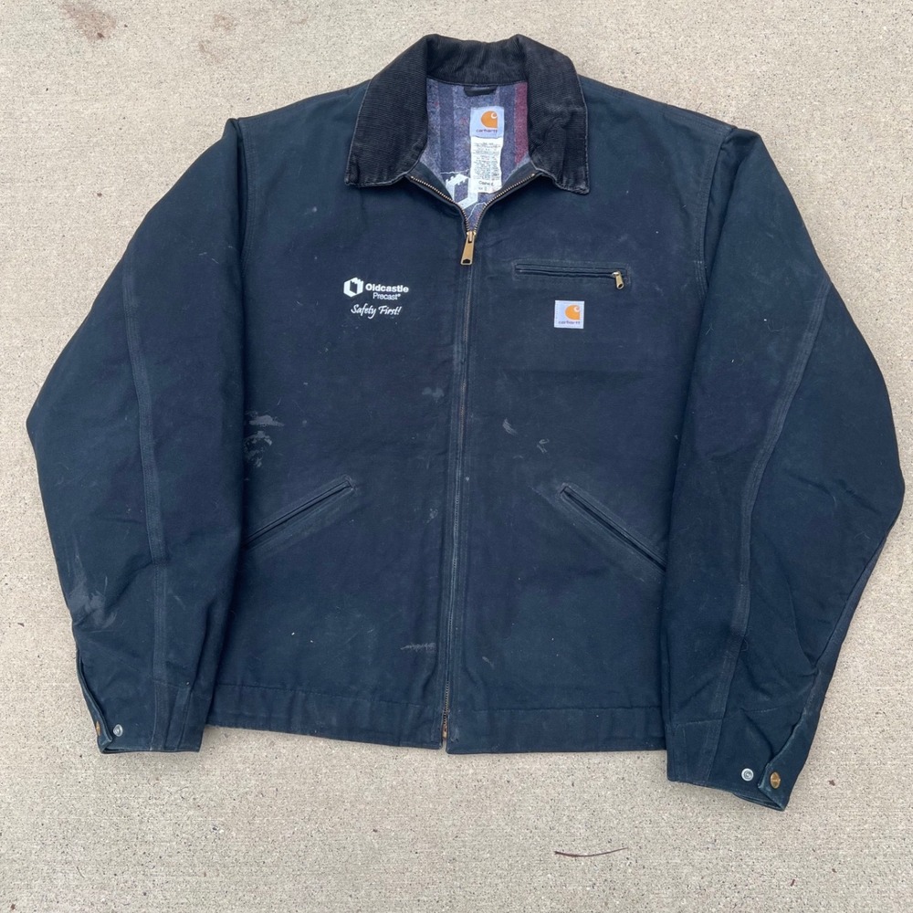 Carhartt J01 BLK Detroit Jacket Black Blanket Lined Duck Canvas Mens 50 Vintage